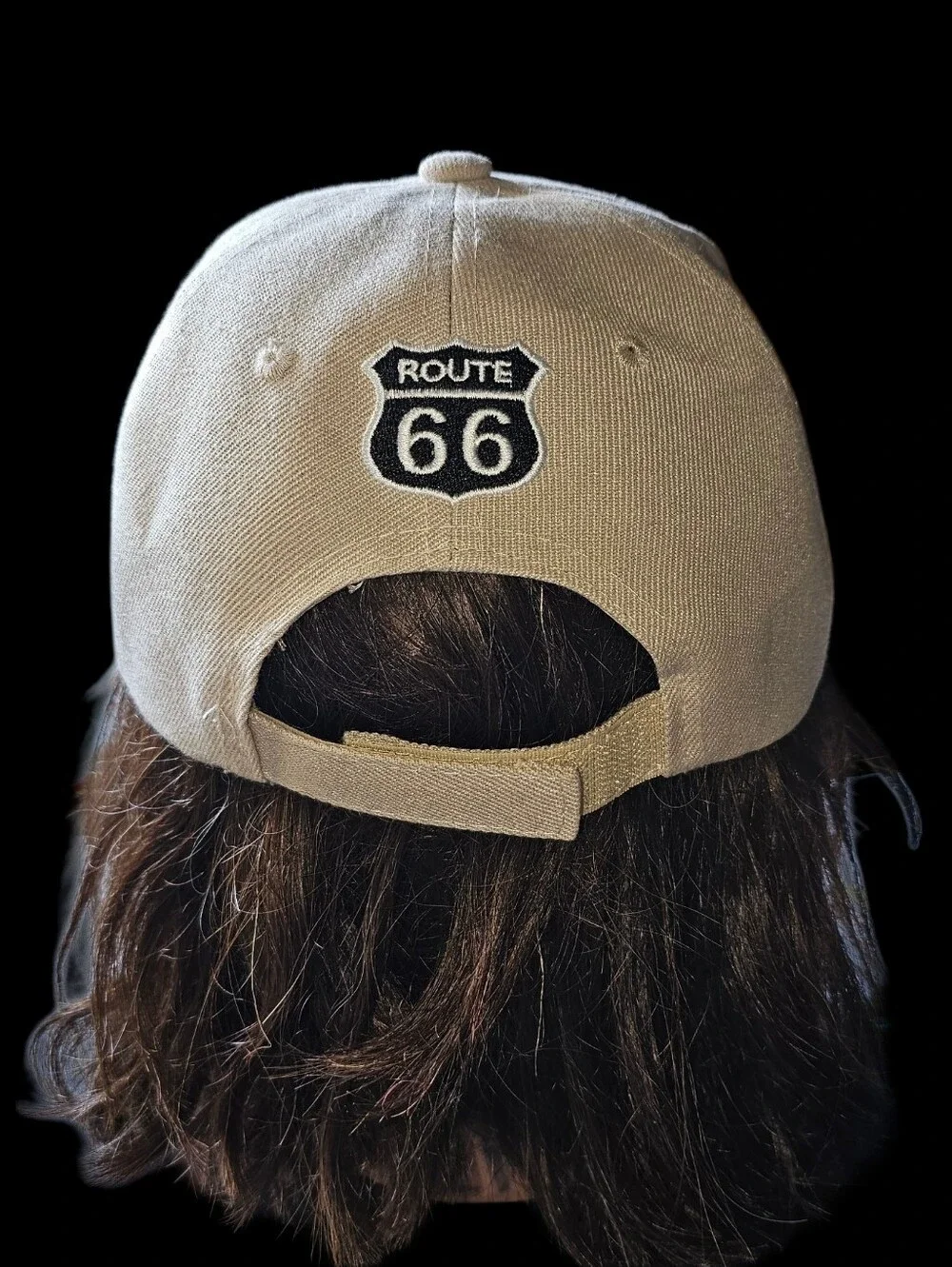 Route 66 Beige Embroidered Baseball Cap